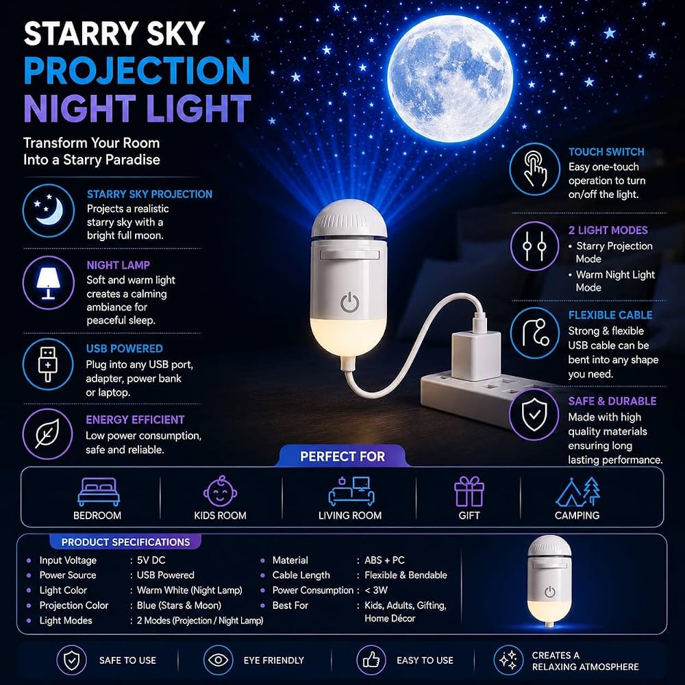 Star Projector Night Lamp (Pack of 1)